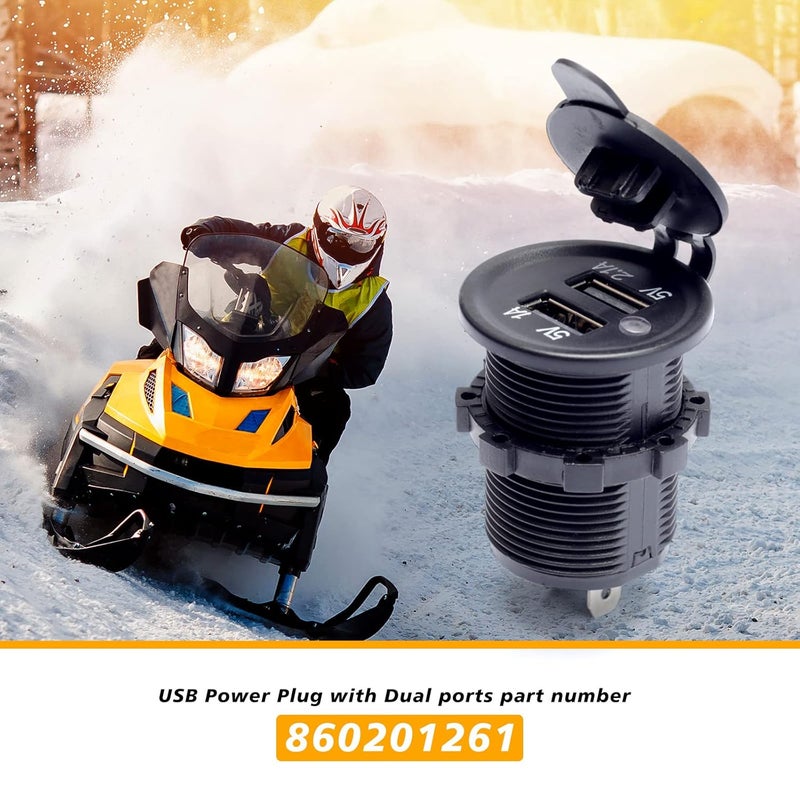 Lisnhlin 860201261 قابس USB مع منفذين متوافق مع Ski-Doo Renegade g4 850 xrs 2017-2022، بديل لمجموعة مخرج الطاقة USB REV Gen4 يوفر طاقة مستقرة لشحن البطاريات أثناء القيادة - Image 2